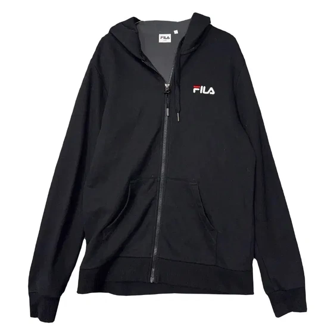 휠라 블랙 로고 캐주얼 후드집업 LARGE 상품이미지1