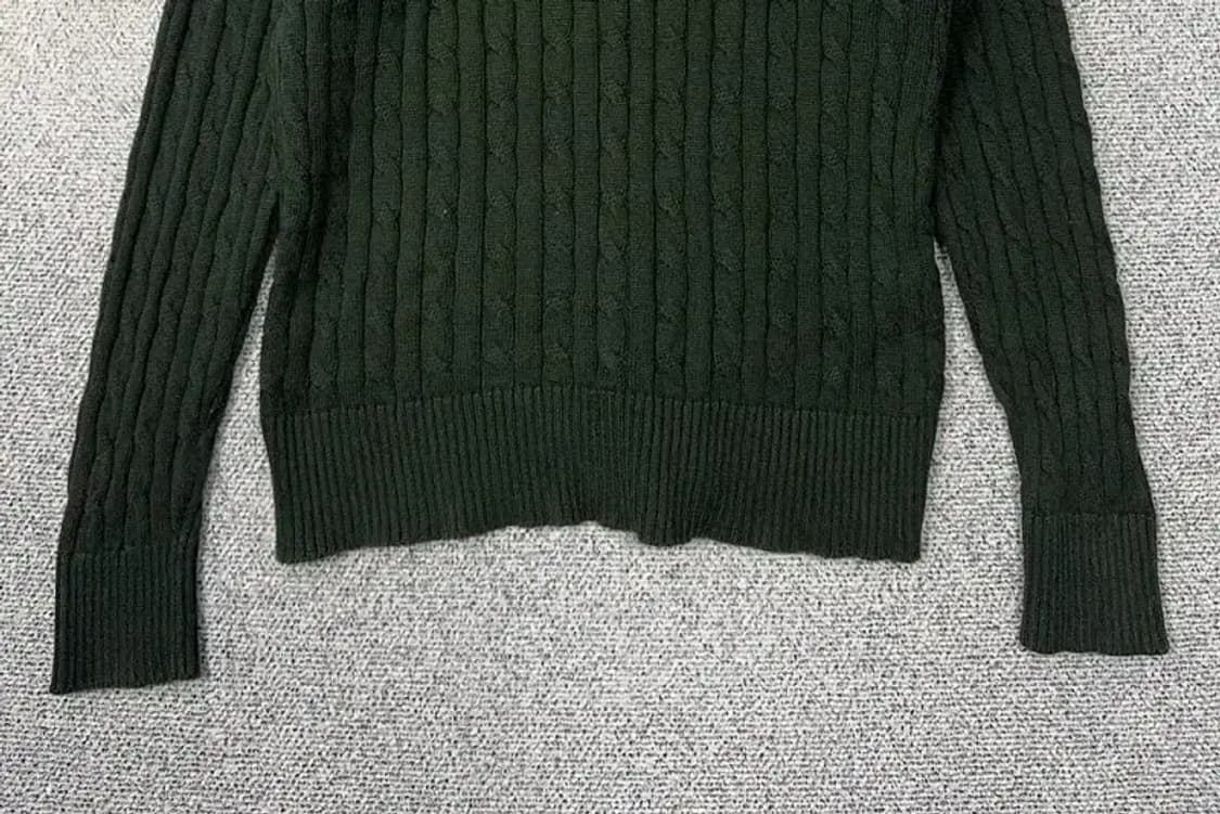 폴로아쎈 카키 로고 꽈배기 카라 니트 L 상품이미지4