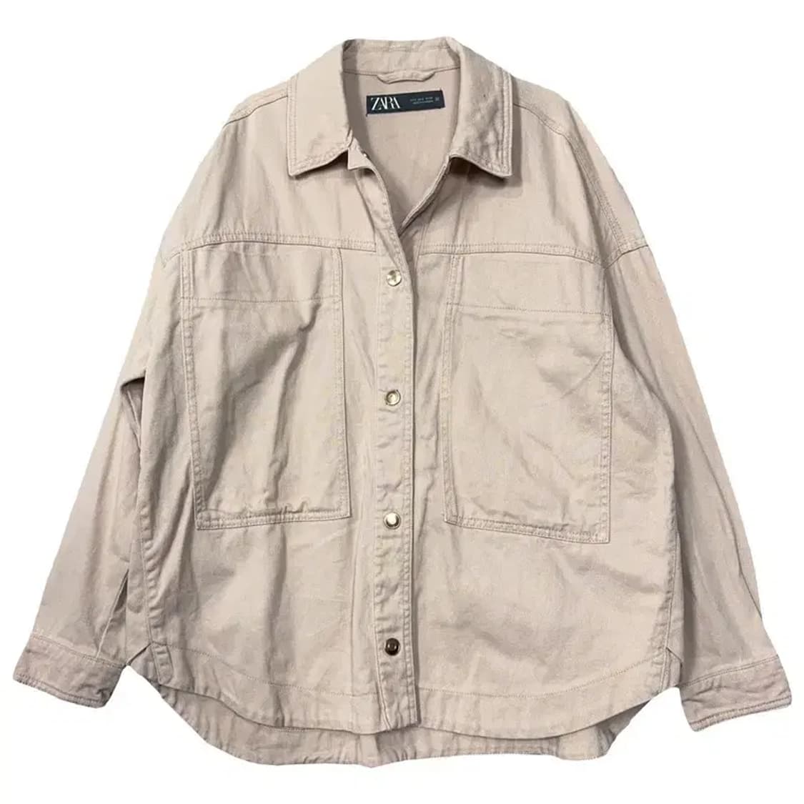 자라 베이지 빈티지 오버핏 카펜터 셔츠 자켓 S 상품이미지1
