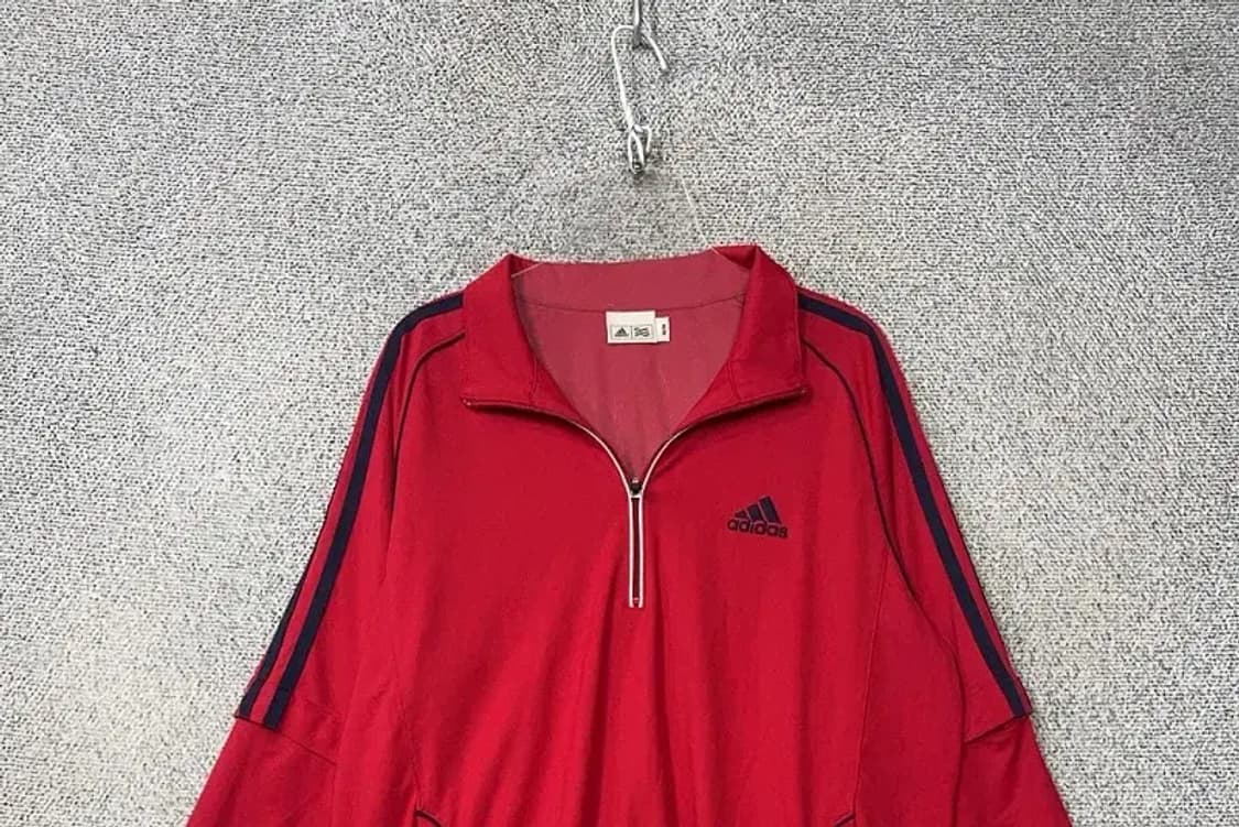 아디다스 레드 삼선 반집업 맨투맨 M/M 상품이미지3