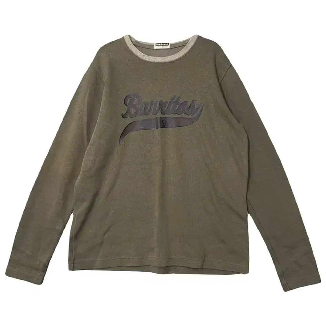 지오다노 프린팅 카키 맨투맨 M 상품이미지1