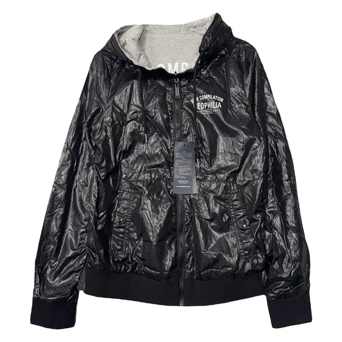 [새상품]CLRIDEN 빈티지 유광 블랙 양면 후드 집업 85 상품이미지1