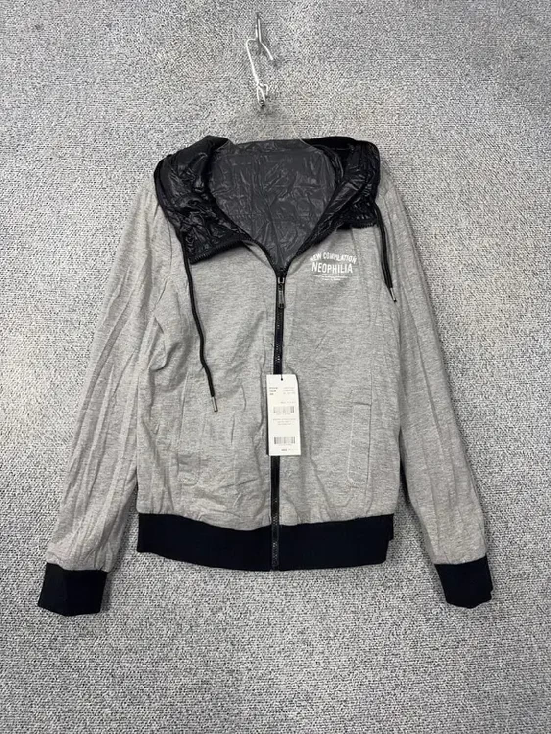 [새상품]CLRIDEN 빈티지 유광 블랙 양면 후드 집업 85 상품이미지3