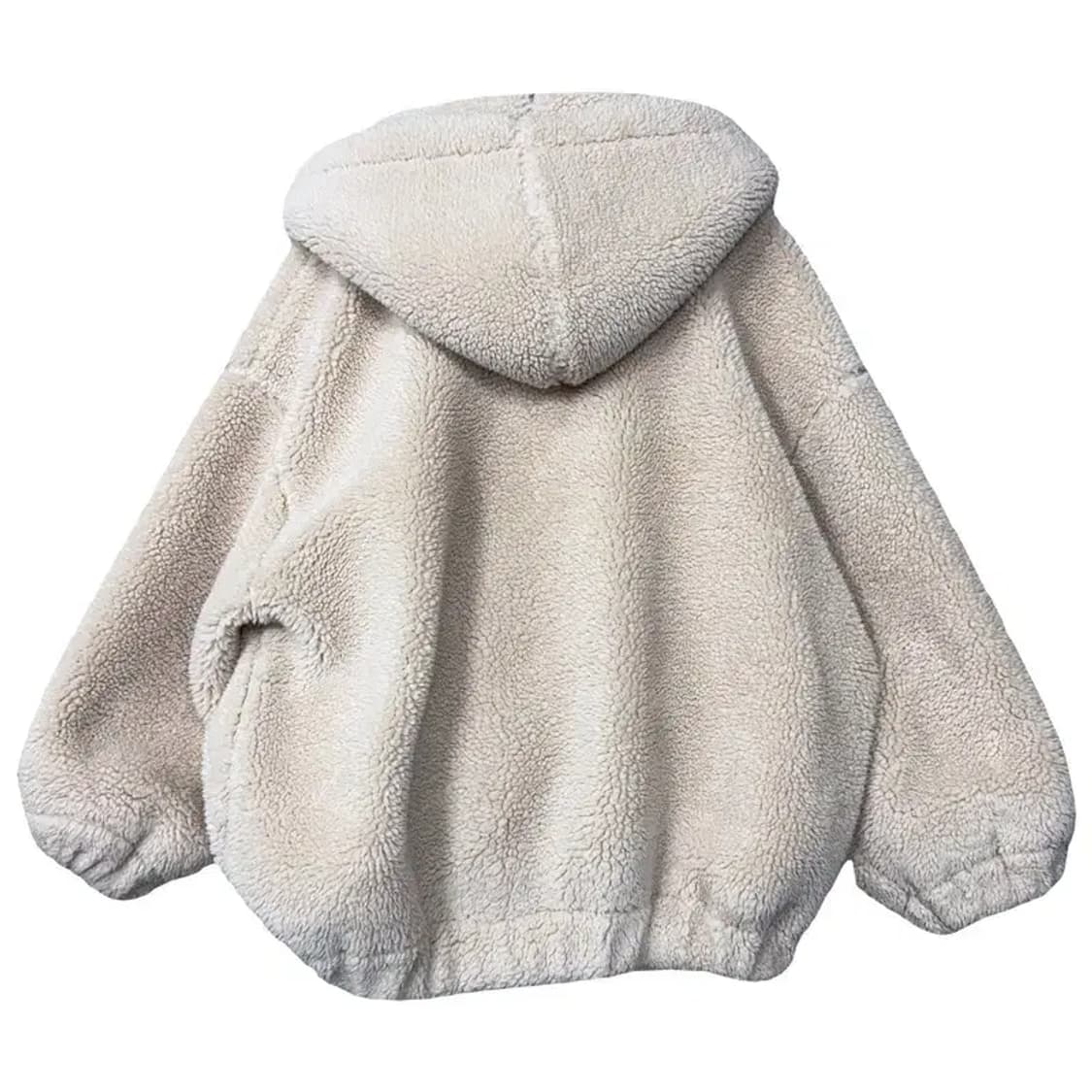 여성 크림 베이지 뽀글이 후리스 후드집업 FREE 상품이미지2