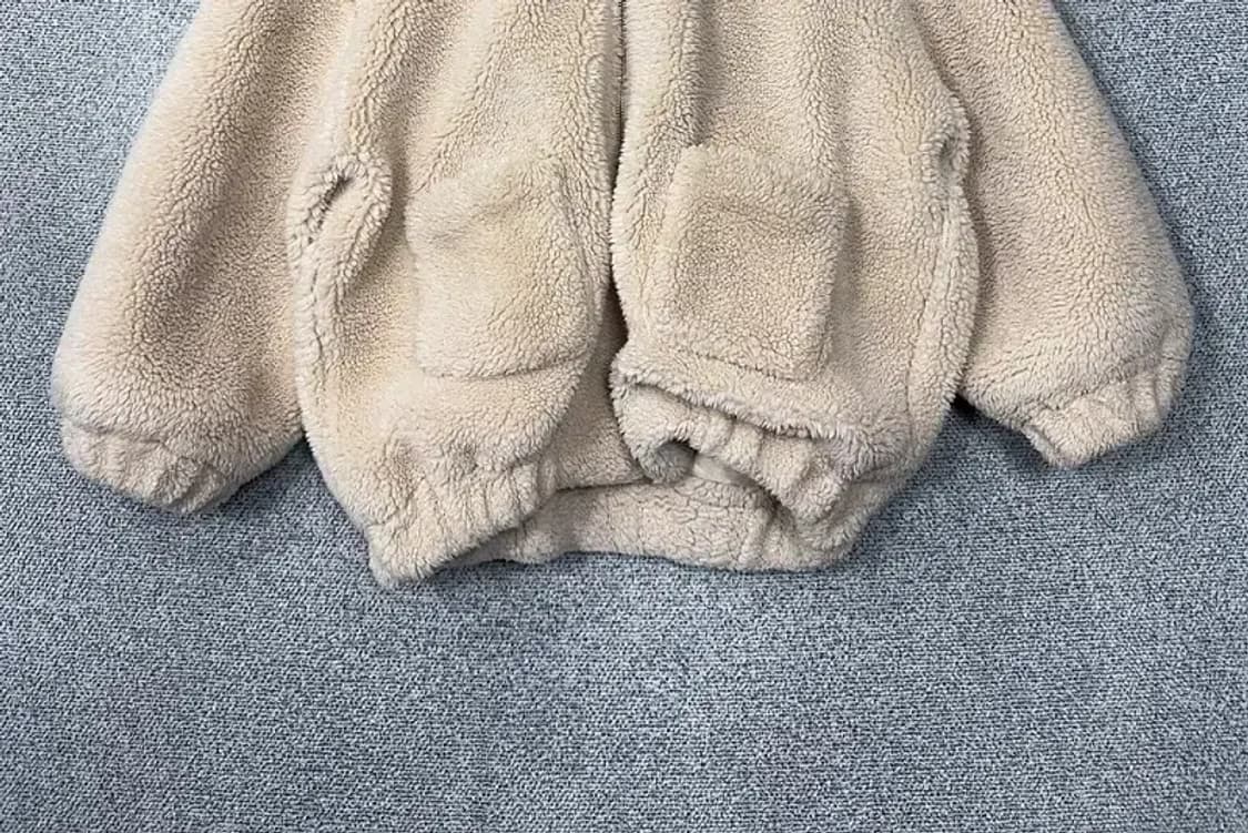 여성 크림 베이지 뽀글이 후리스 후드집업 FREE 상품이미지4