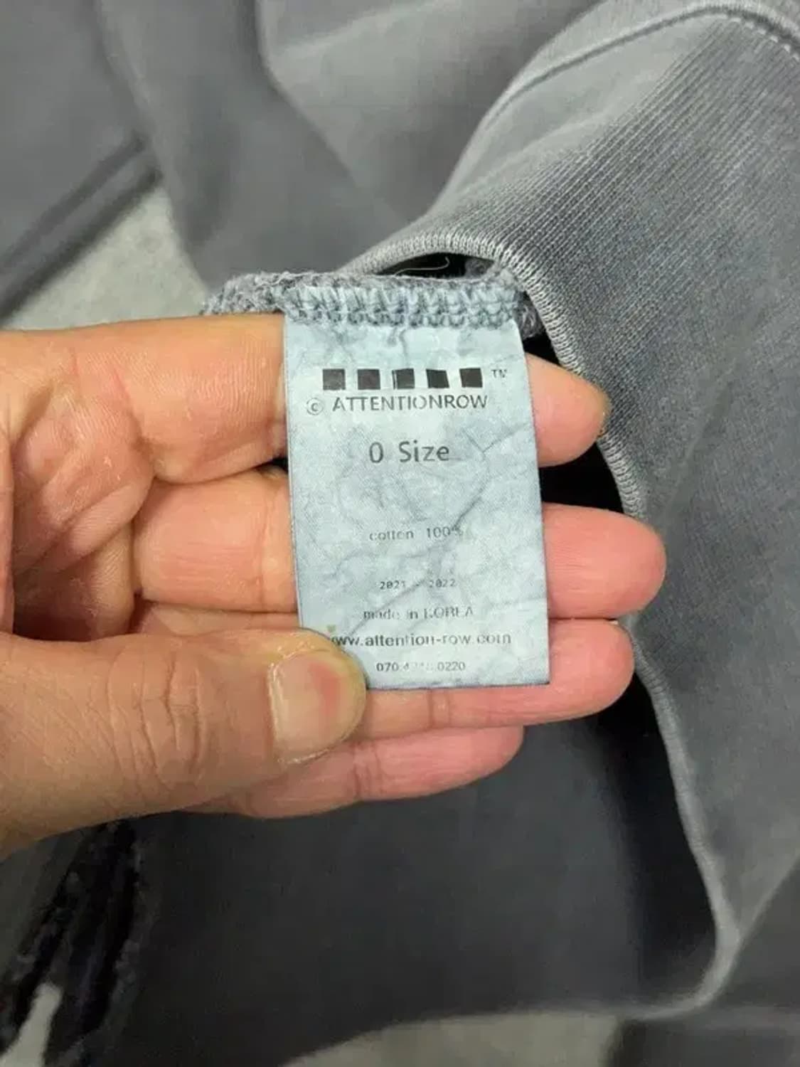 어텐션로우 피그먼트 그레이 빈티지 오버 사이즈 맨투맨 O Size 상품이미지7