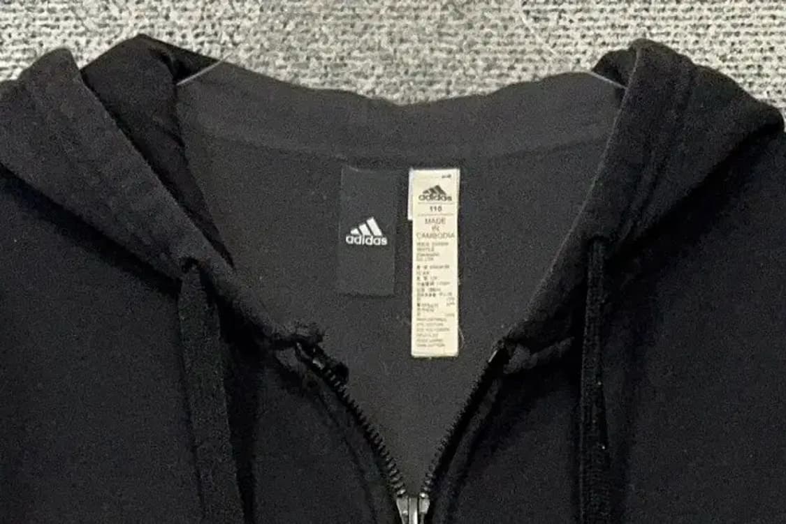 아디다스 블랙 완장 로고 후드 집업 110 상품이미지5