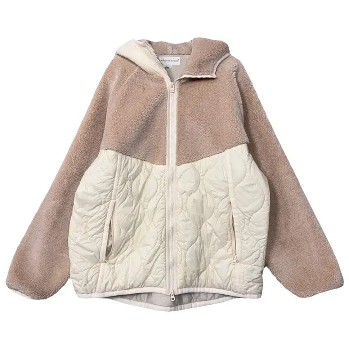 라퍼지스토어 투톤 퀄팅 뽀글이 후리스 점퍼 L 상품이미지1