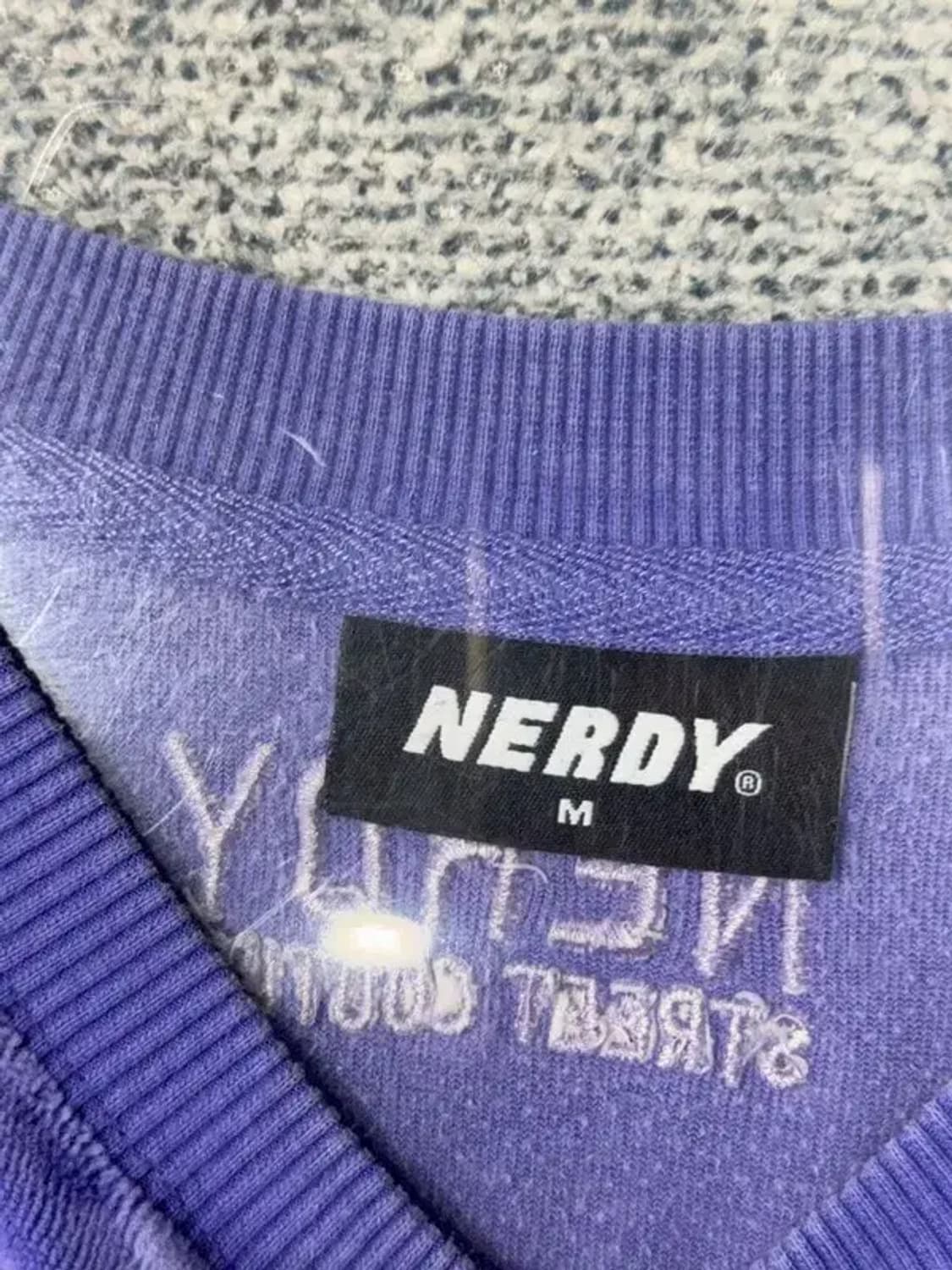 널디 퍼플 벨벳 자수 로고 빈티지 맨투맨 M 상품이미지6