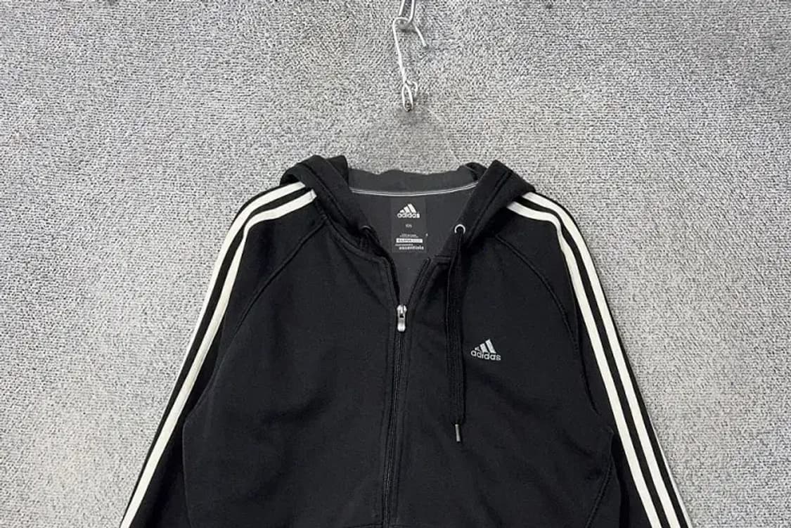 아디다스 블랙 로고 삼선 오버핏 후드 집업 105 상품이미지3