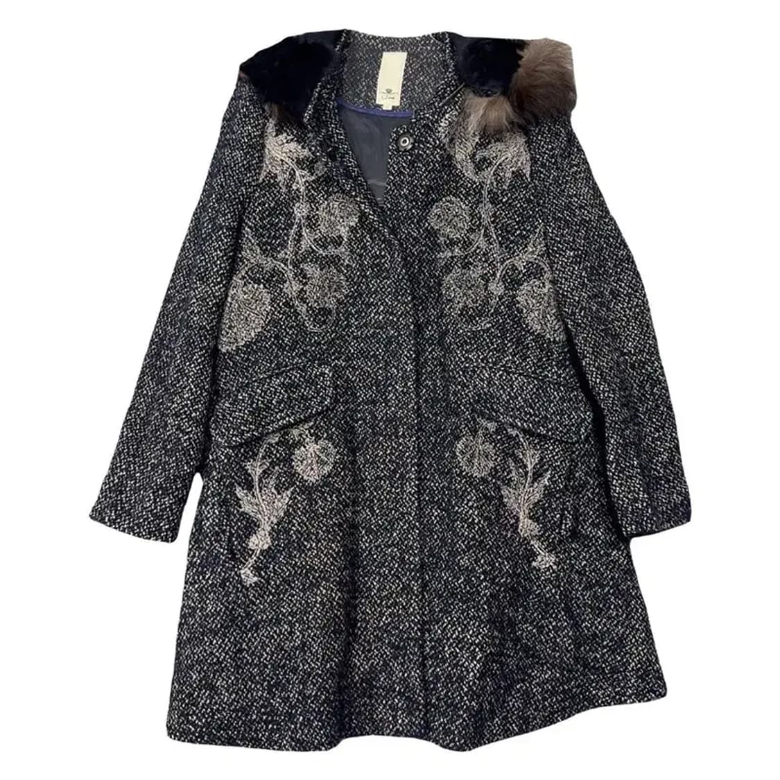 오즈세컨 클래식 패턴 그레이 울 코트 55 상품이미지1