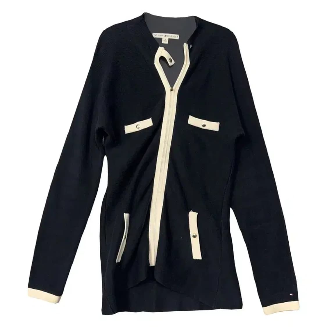 타미힐피거 블랙 크림 니트 가디건 M 상품이미지1