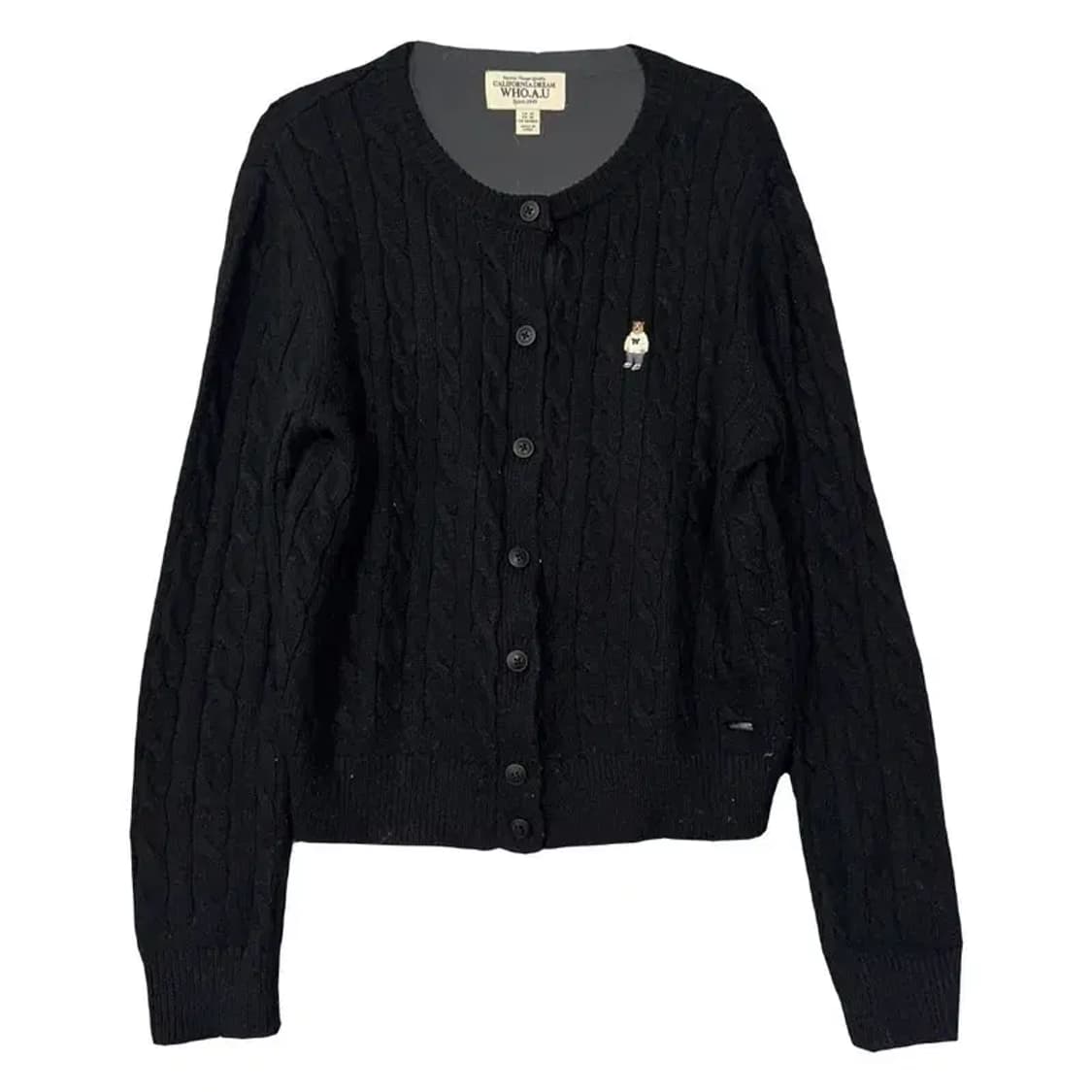 후아유 블랙 베어 로고 니트 가디건 M 상품이미지1