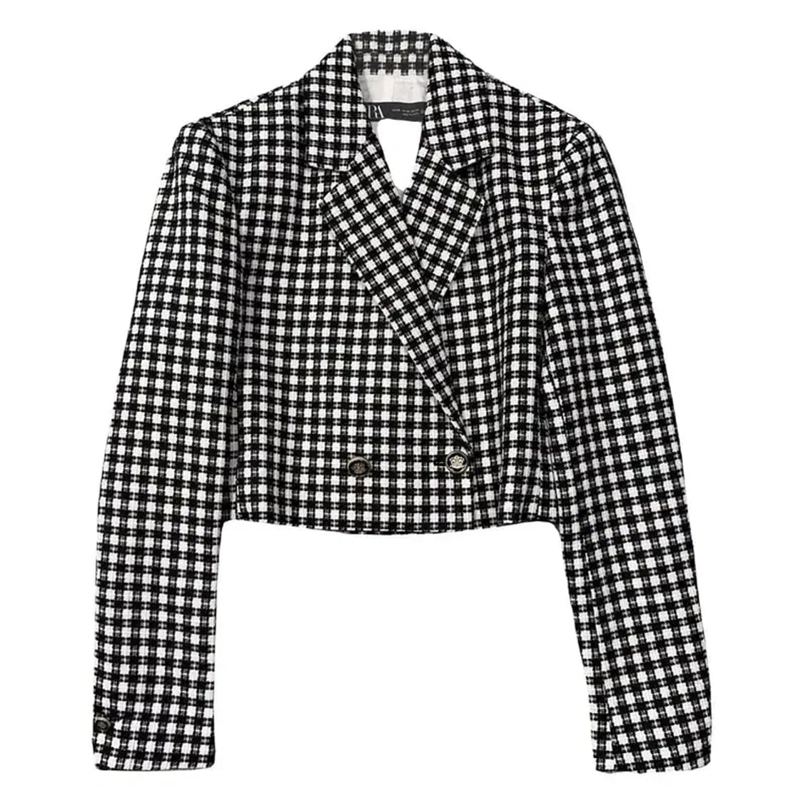 자라 체크 블랙 크롭 블레이저 XS 상품이미지1