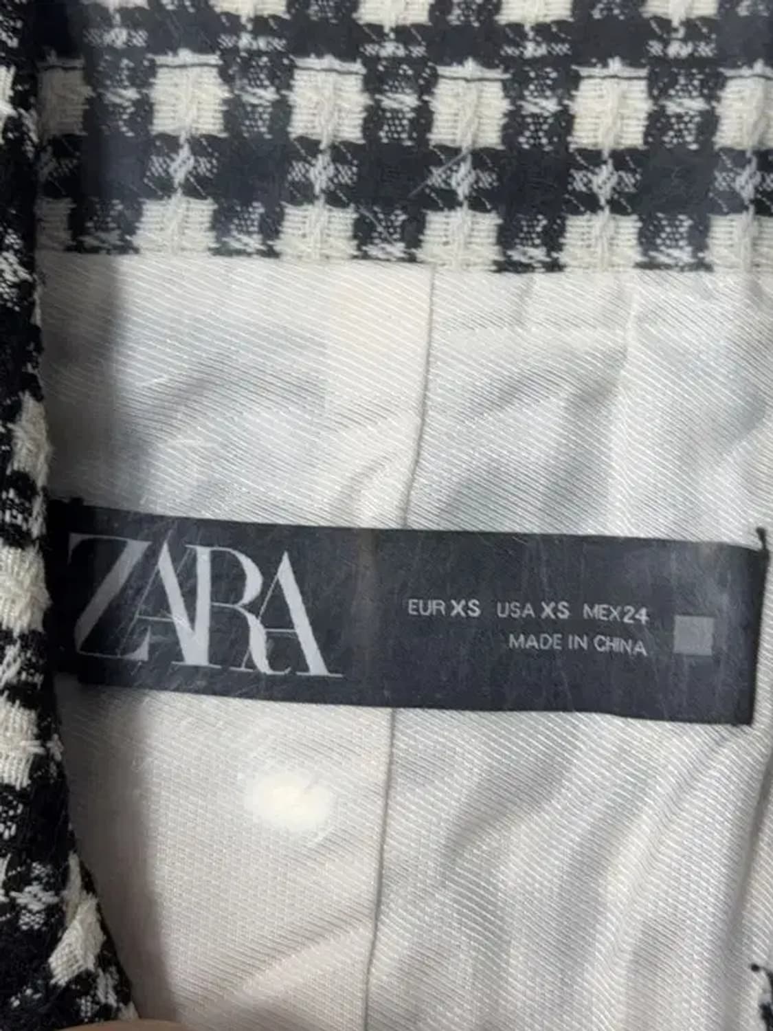 자라 체크 블랙 크롭 블레이저 XS 상품이미지3