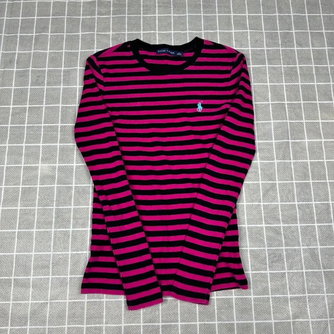랄프로렌 스트라이프 코튼 긴팔티 XS 상품이미지1