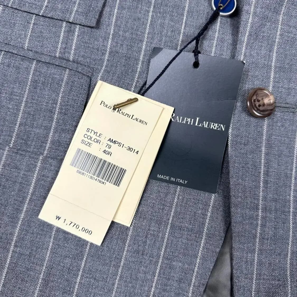 [새상품 정가 180만] 폴로 이태리메이드 스트라이프 블레이져 100 상품이미지2