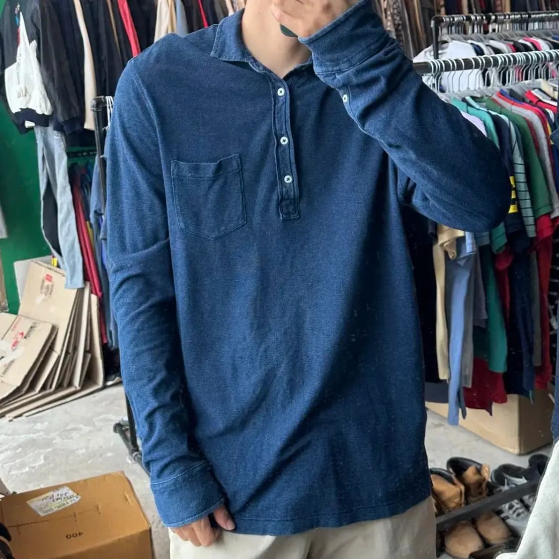 폴로 신형 페더 웨이트 메쉬 긴팔 카라티 L 상품이미지1