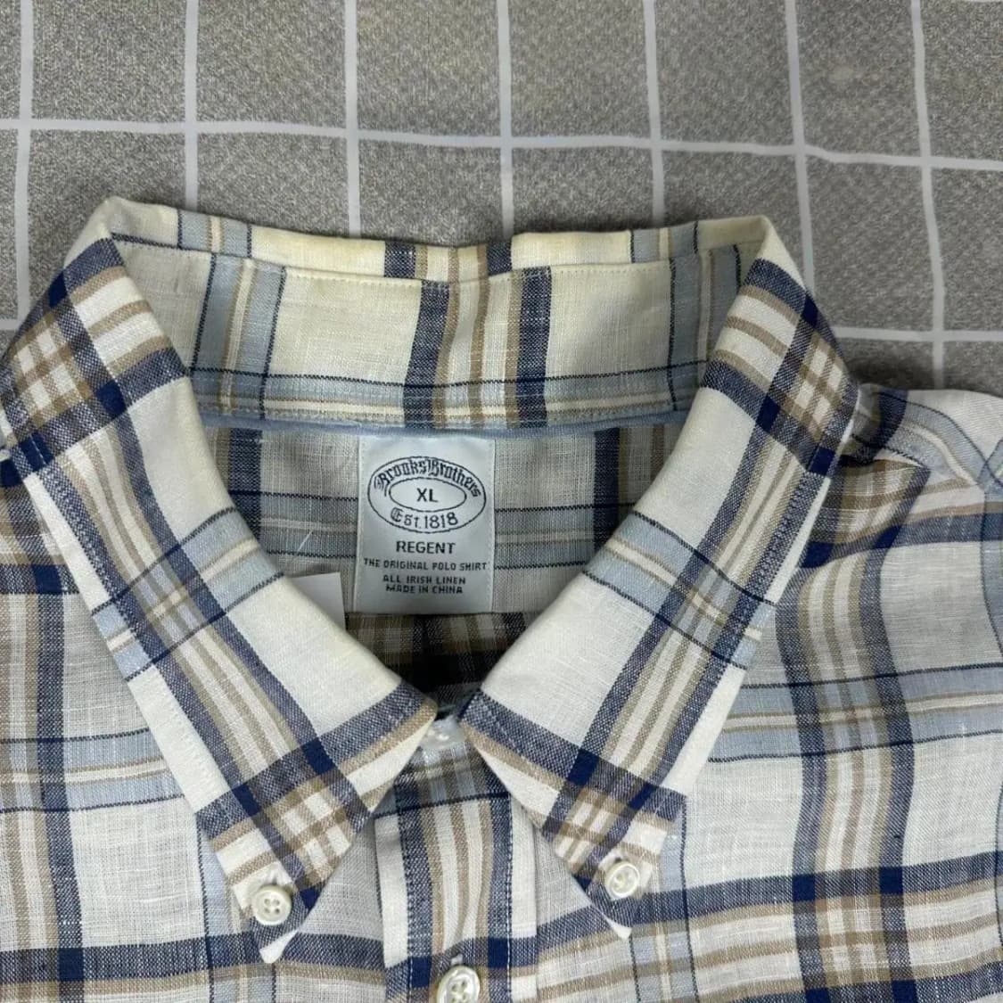 브룩스브라더스 린넨 체크 셔츠 XL 상품이미지5