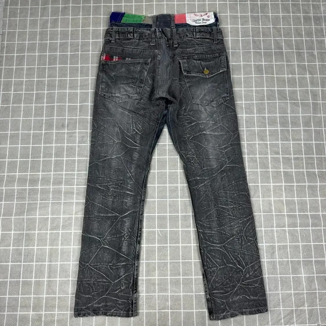 재팬 빈티지 패치워크 흑청 데님 M 상품이미지4