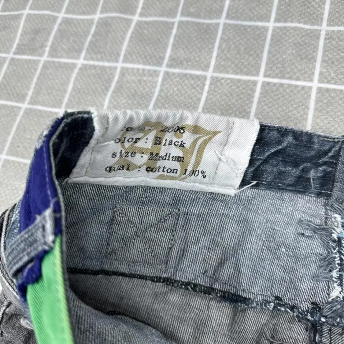 재팬 빈티지 패치워크 흑청 데님 M 상품이미지6