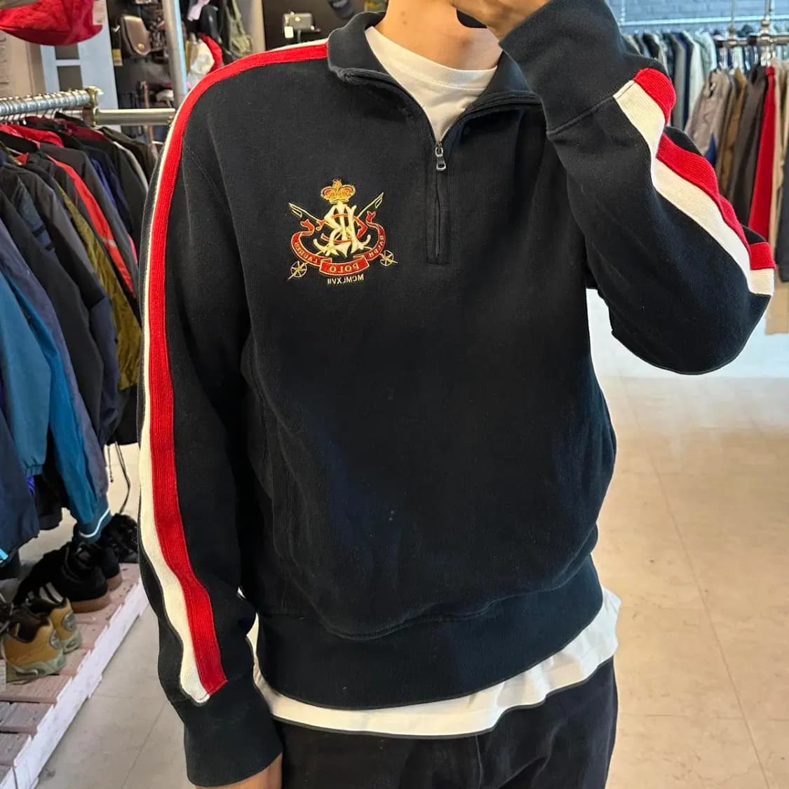 폴로 크레스트 반집업 니트 M 상품이미지1