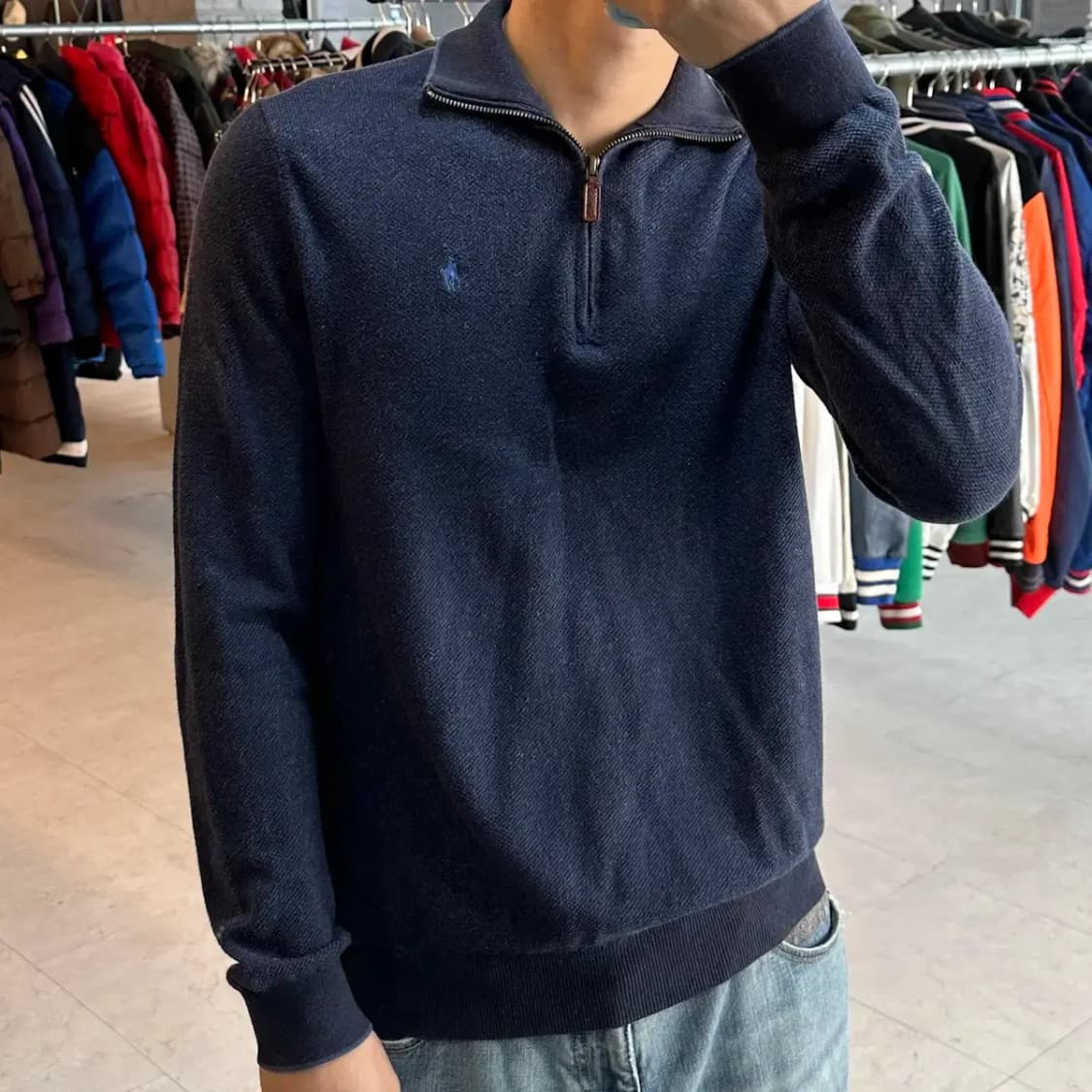 폴로 피마코튼 반집업 니트 S 상품이미지1