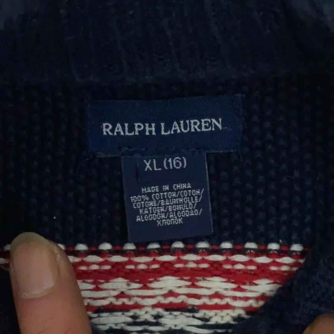 폴로 랄프로렌 패턴 니트 집업 S-M 상품이미지3