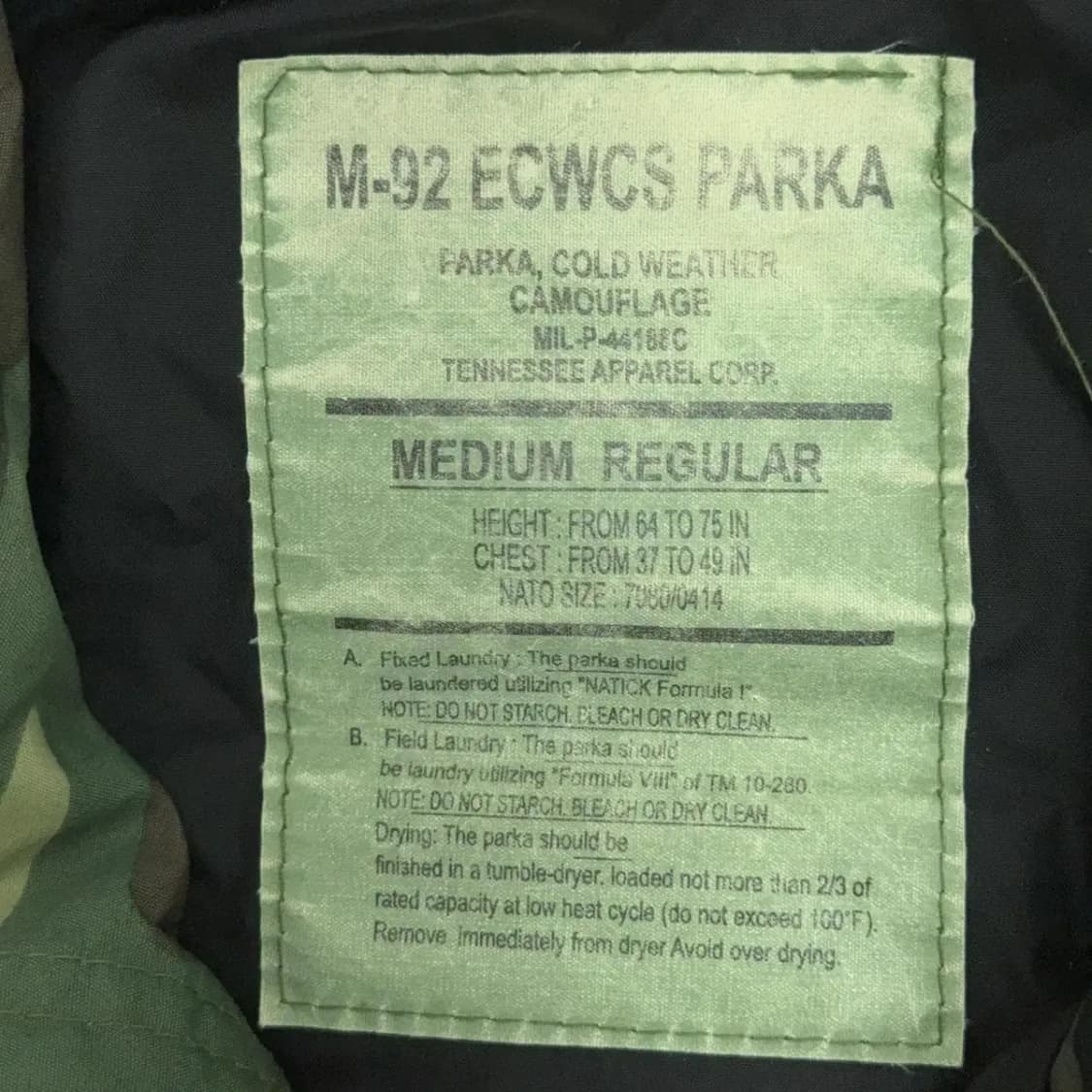 미군 M-92 ECWCS 카모 방한 파카 상품이미지3