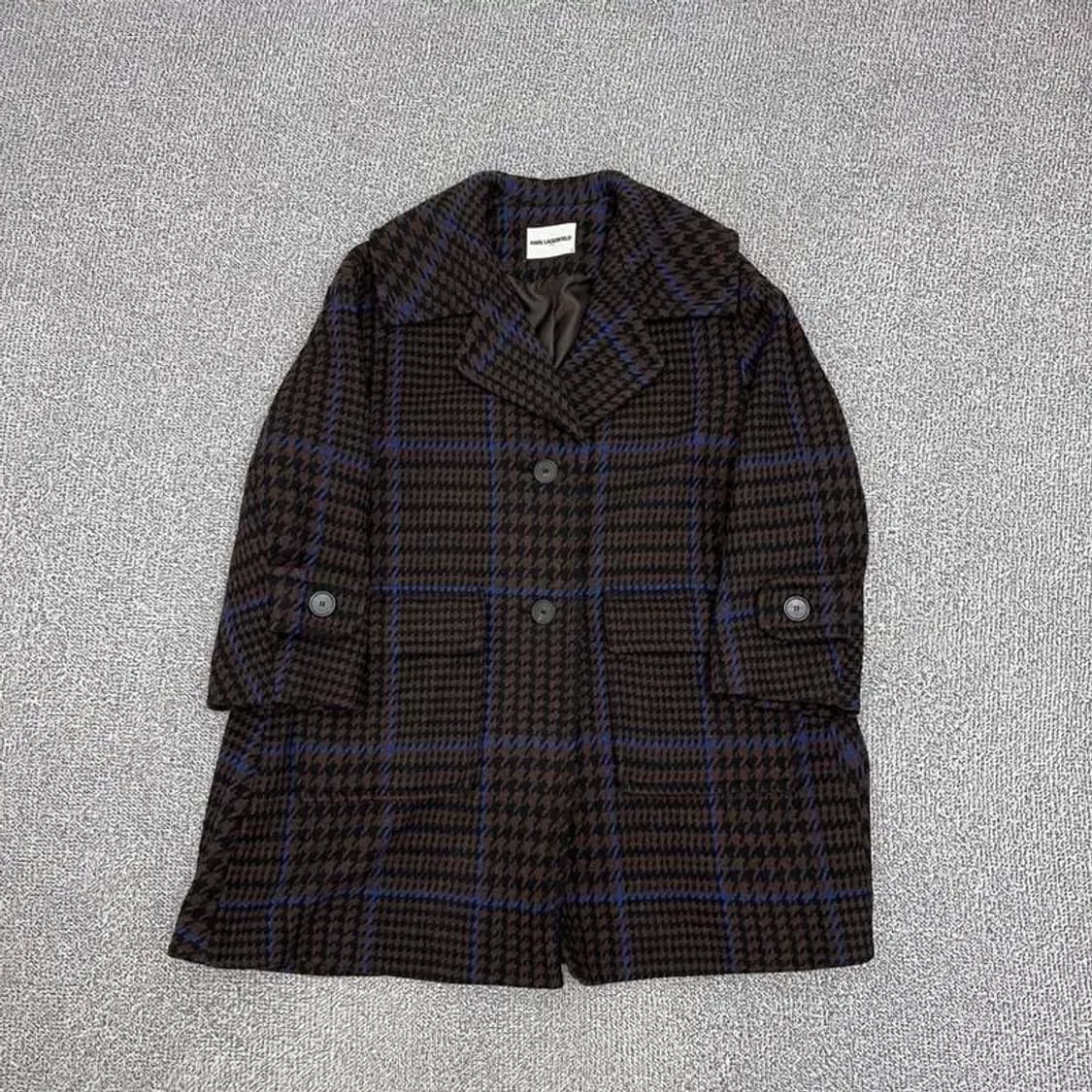 칼라거펠트 울 패턴 싱글 코트 55 상품이미지1