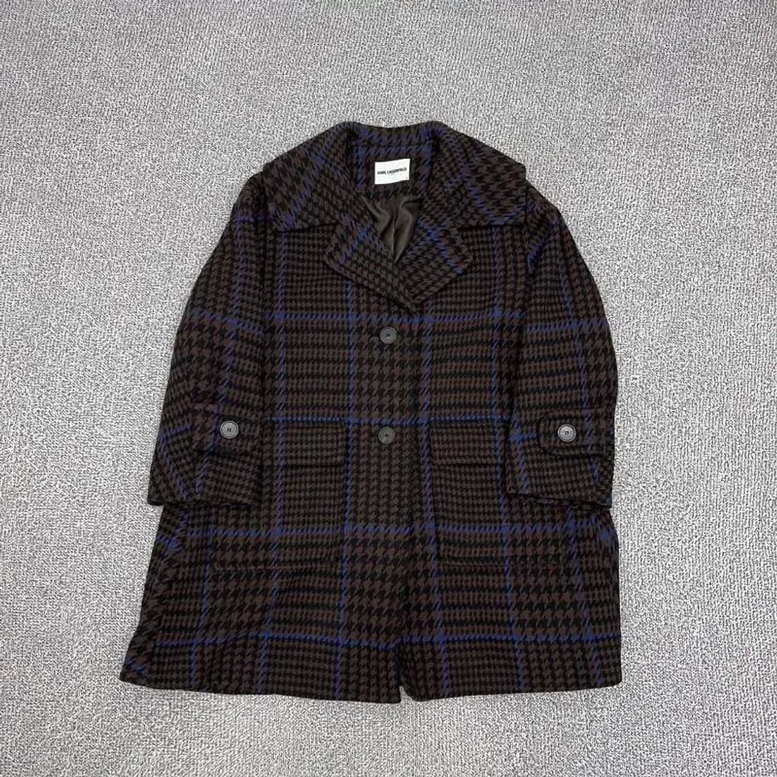 칼라거펠트 울 패턴 싱글 코트 55 상품이미지2