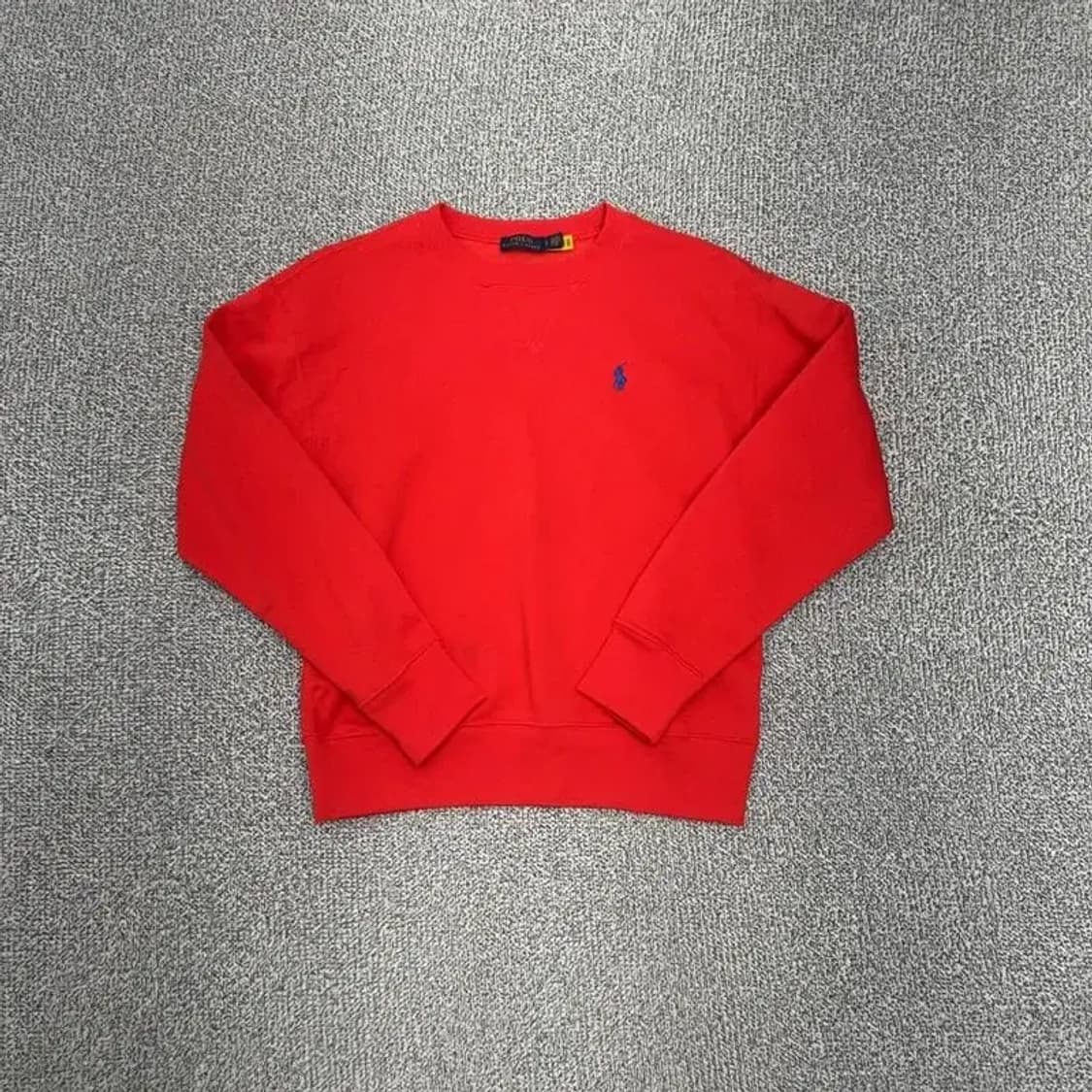 폴로 코튼 레드 맨투맨 S 상품이미지1