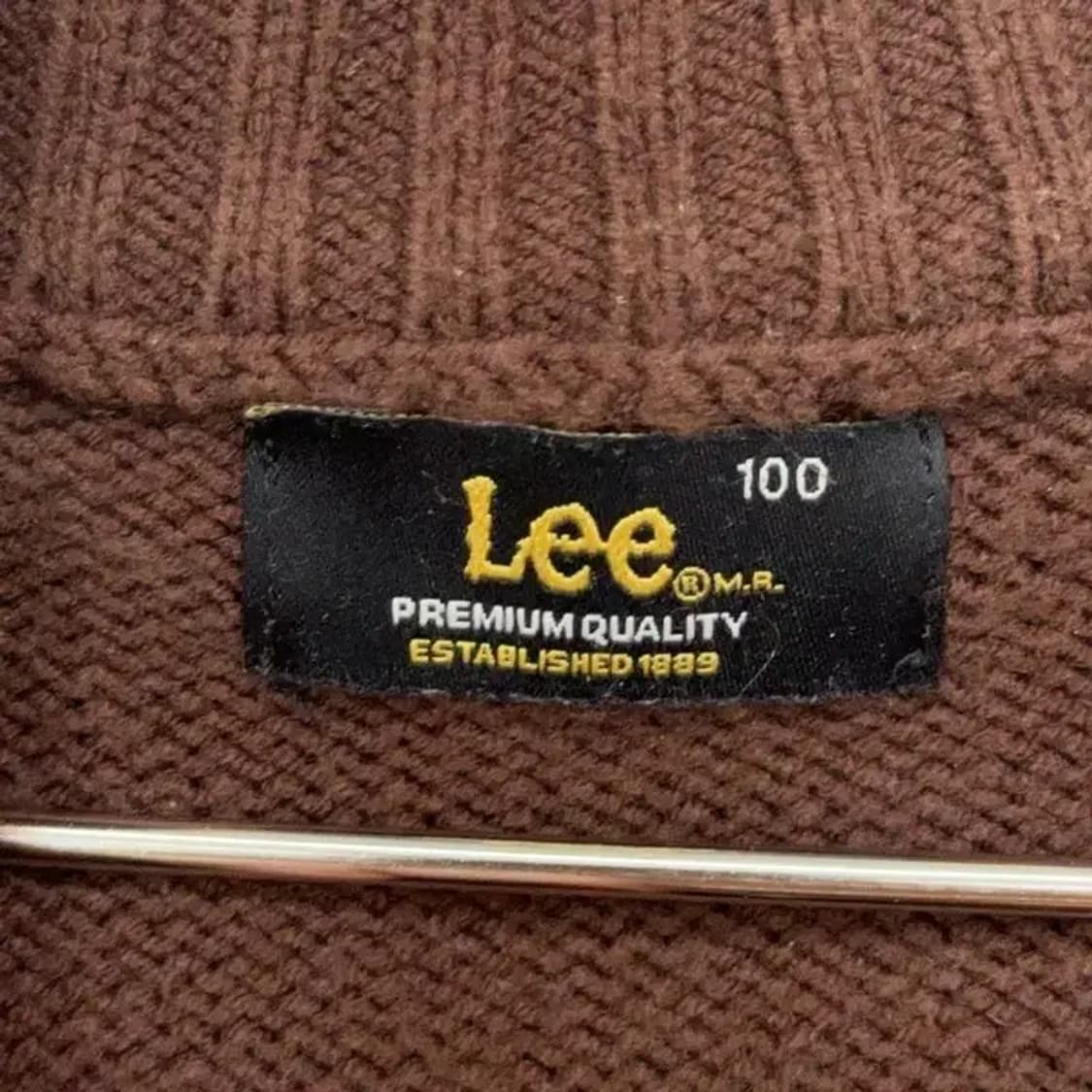 LEE 로고 브라운 빈티지 하프집업 니트 100 상품이미지4