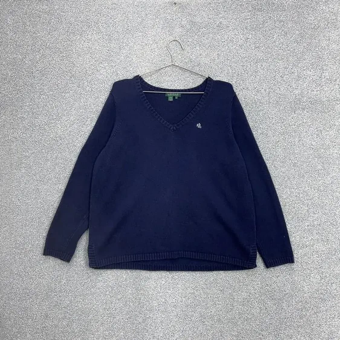 로렌 랄프로렌 여성 브이넥 코튼 니트 XL 상품이미지1