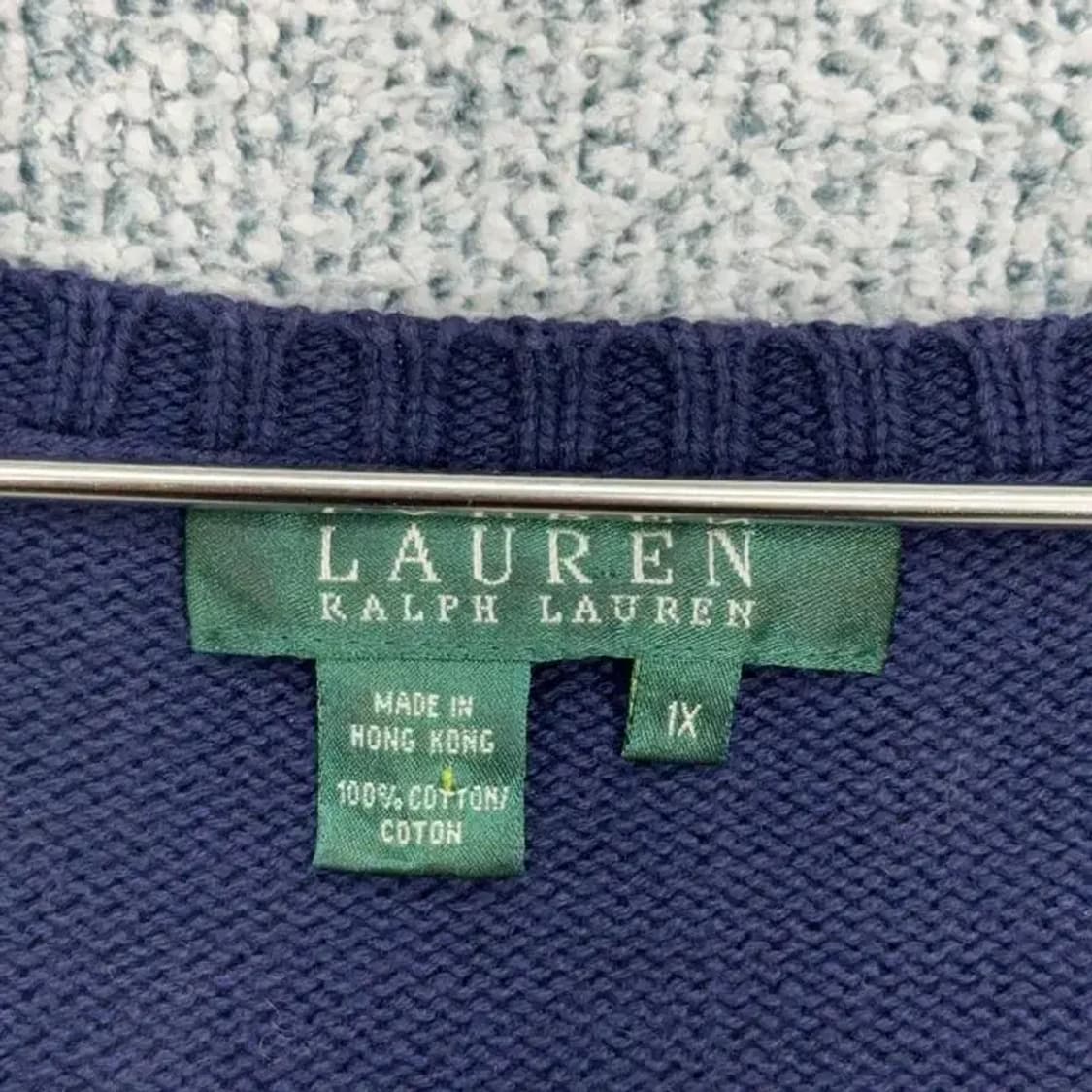 로렌 랄프로렌 여성 브이넥 코튼 니트 XL 상품이미지4