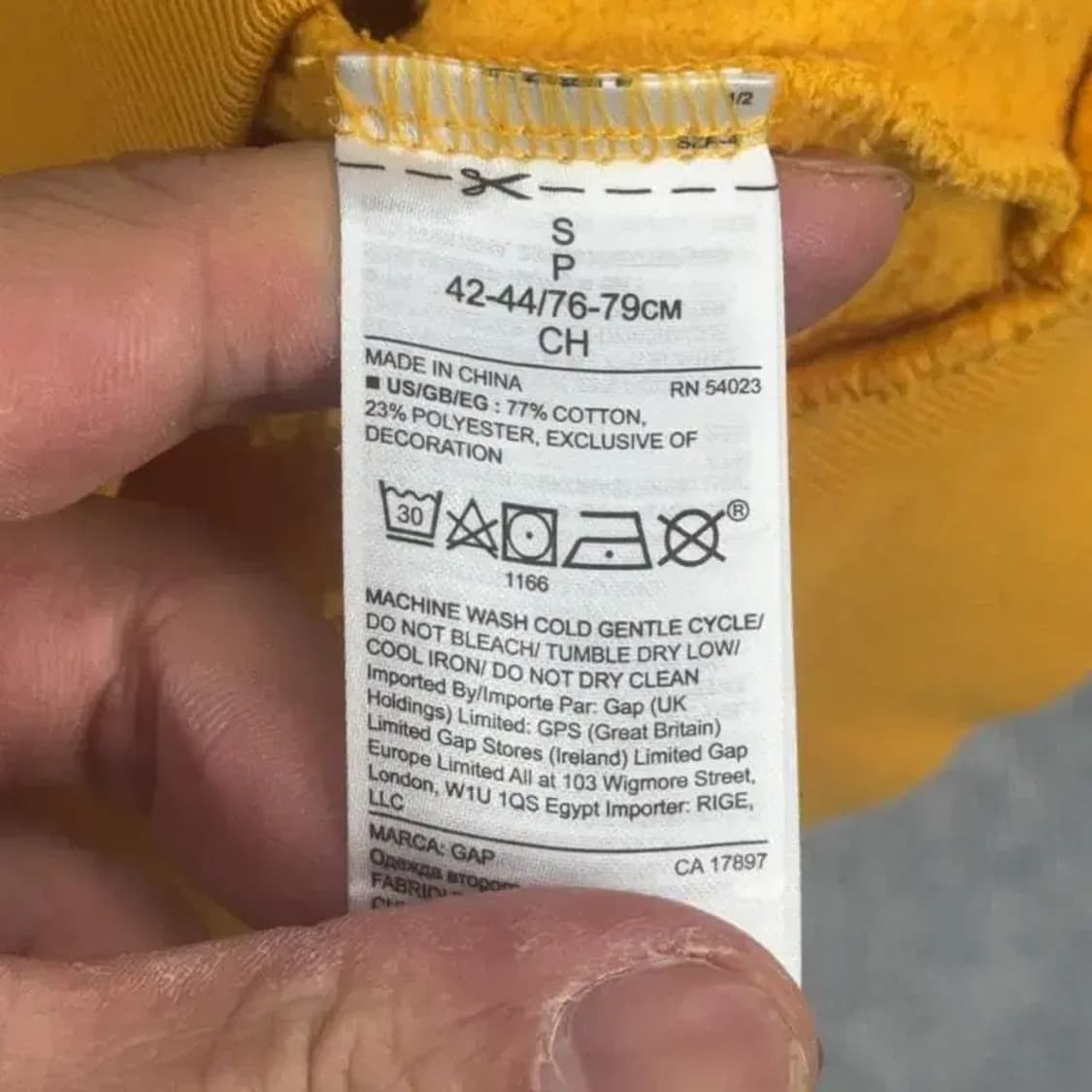 갭 옐로우 오버핏 후드집업 S 상품이미지5