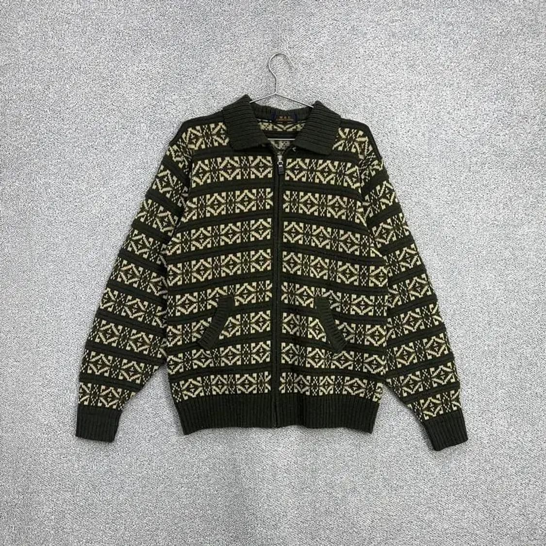 빈티지 니트 카라 집업 상품이미지1