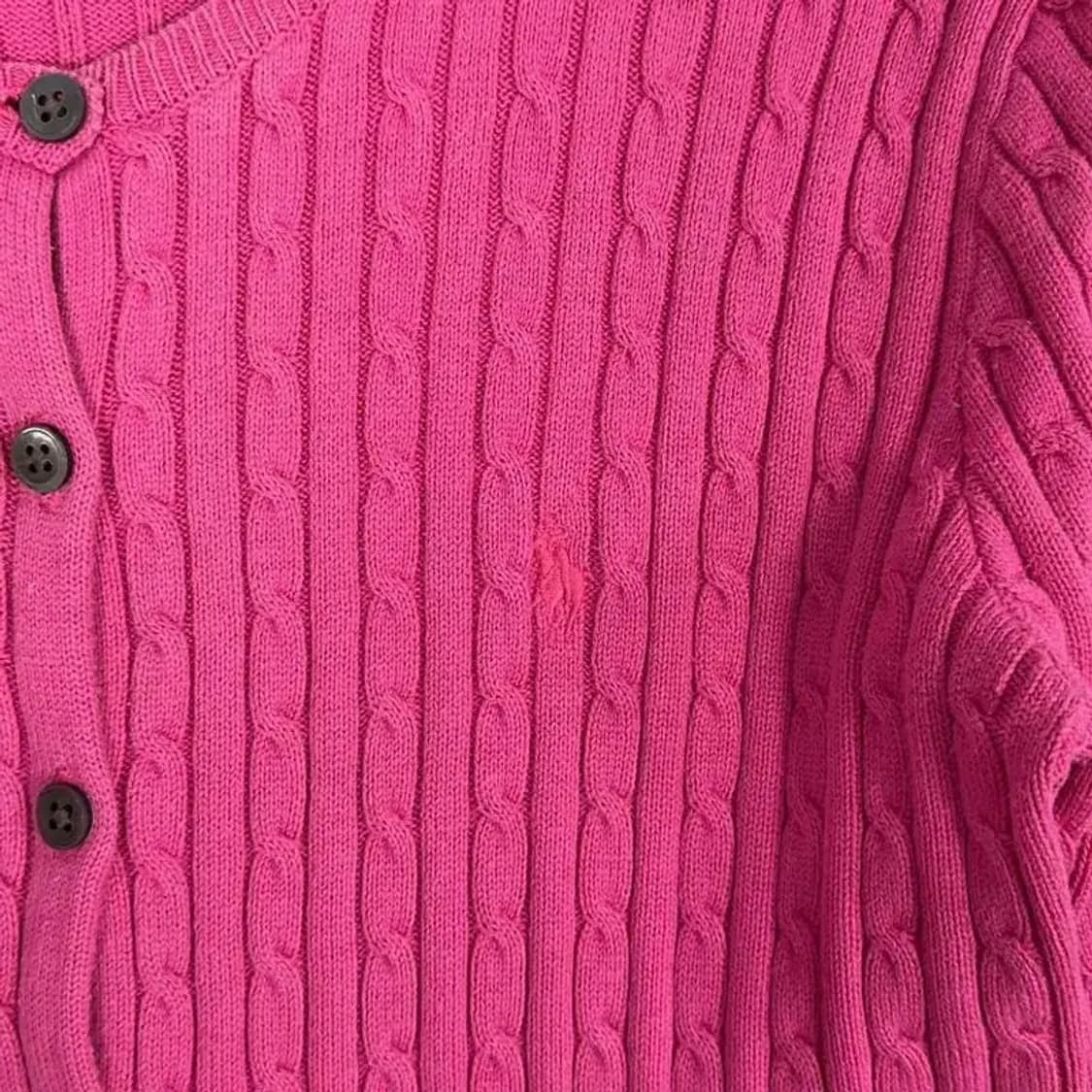 폴로 랄프로렌 꽈배기 핑크 니트 가디건 S 상품이미지3