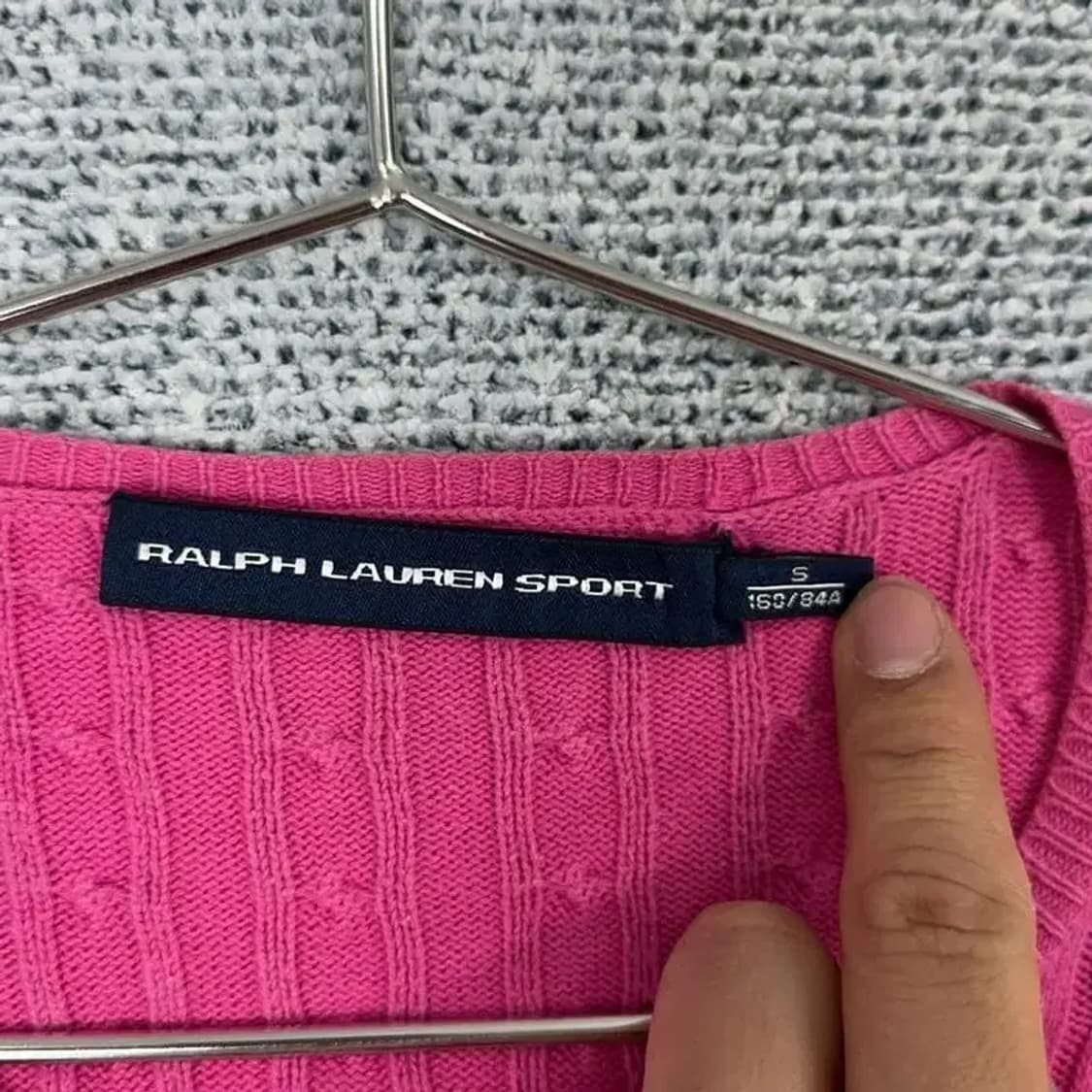 폴로 랄프로렌 꽈배기 핑크 니트 가디건 S 상품이미지4