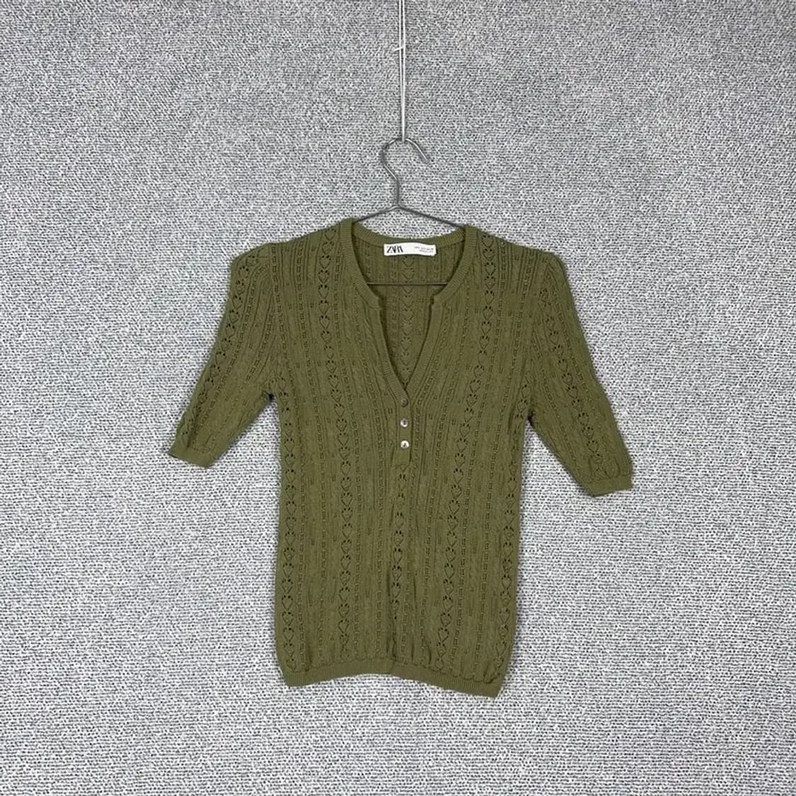 자라 카키 니트 반팔 S 상품이미지1