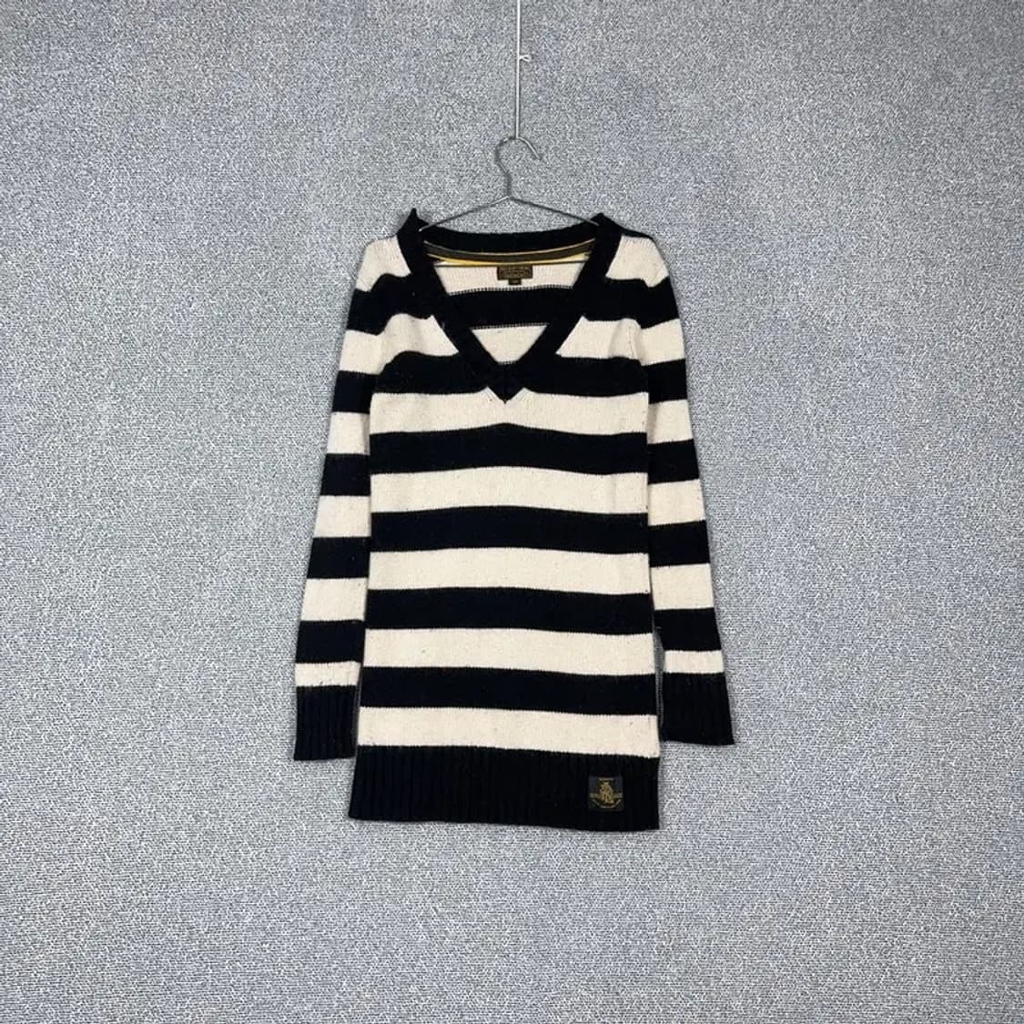 폴로 스트라이프 브이넥 롱 니트 XS 상품이미지1