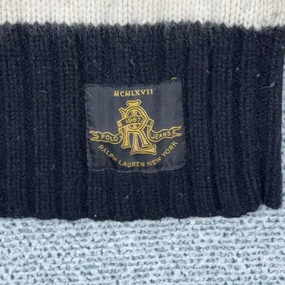 폴로 스트라이프 브이넥 롱 니트 XS 상품이미지3