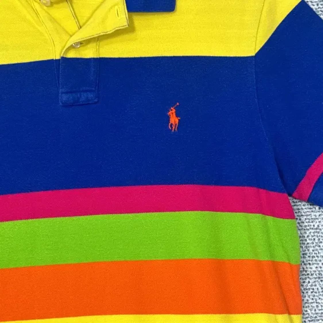 폴로 신형 커스텀핏 스트라이프 반팔 카라티 L 상품이미지3