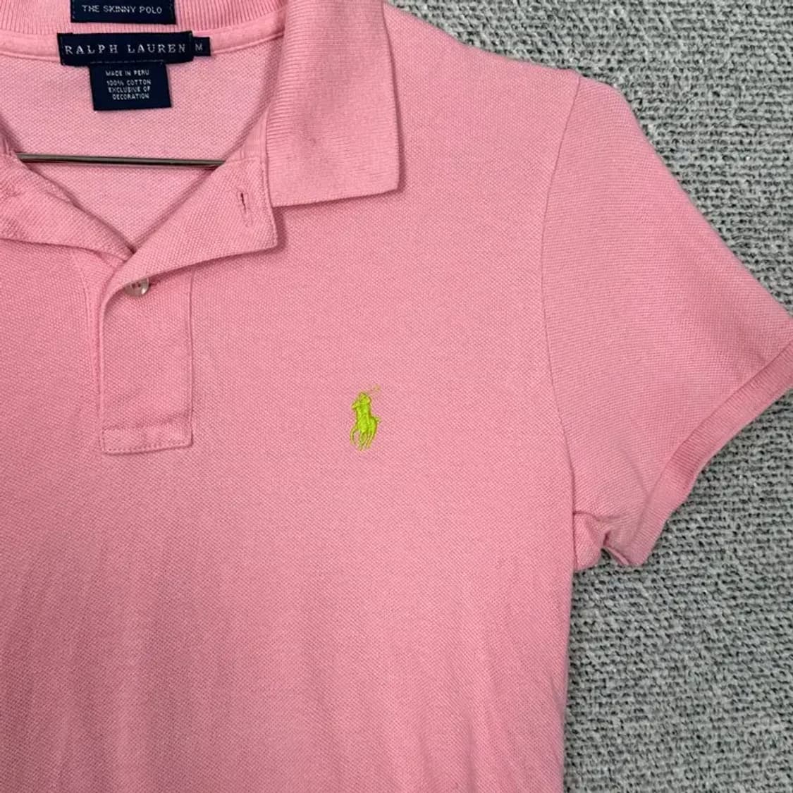 폴로 스키니핏 핑크 반팔 카라티 M 상품이미지3