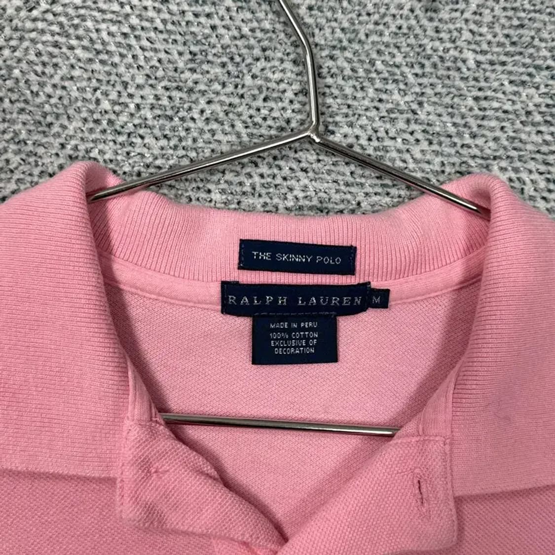 폴로 스키니핏 핑크 반팔 카라티 M 상품이미지4