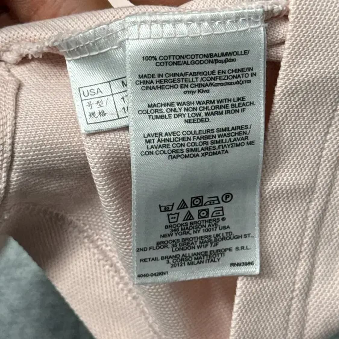 브룩스브라더스 연핑크 코튼 반팔 카라티 M 상품이미지5