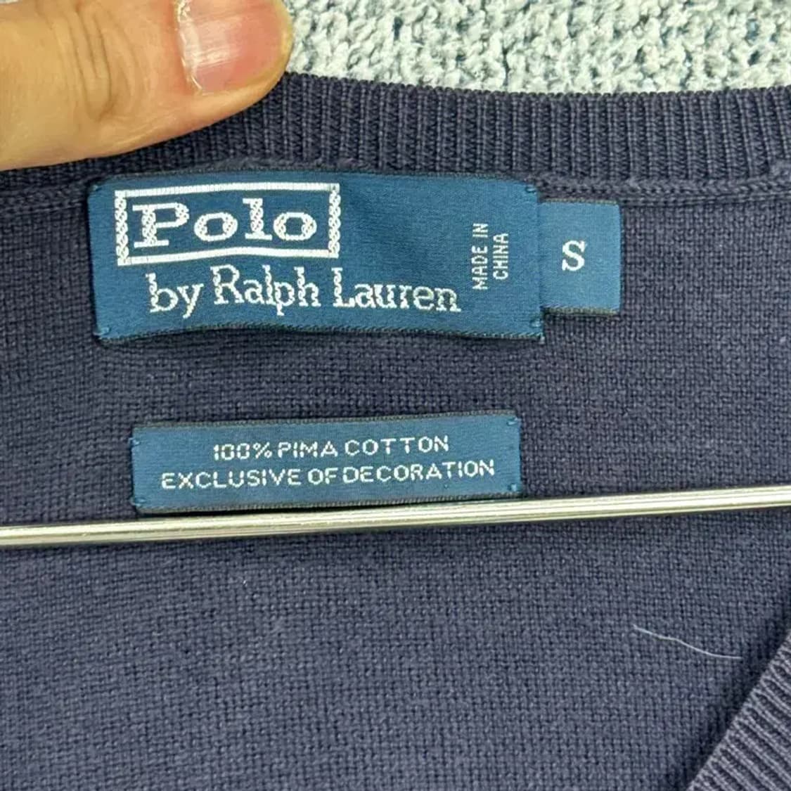 폴로 피마코튼 네이비 니트 베스트 S 상품이미지4