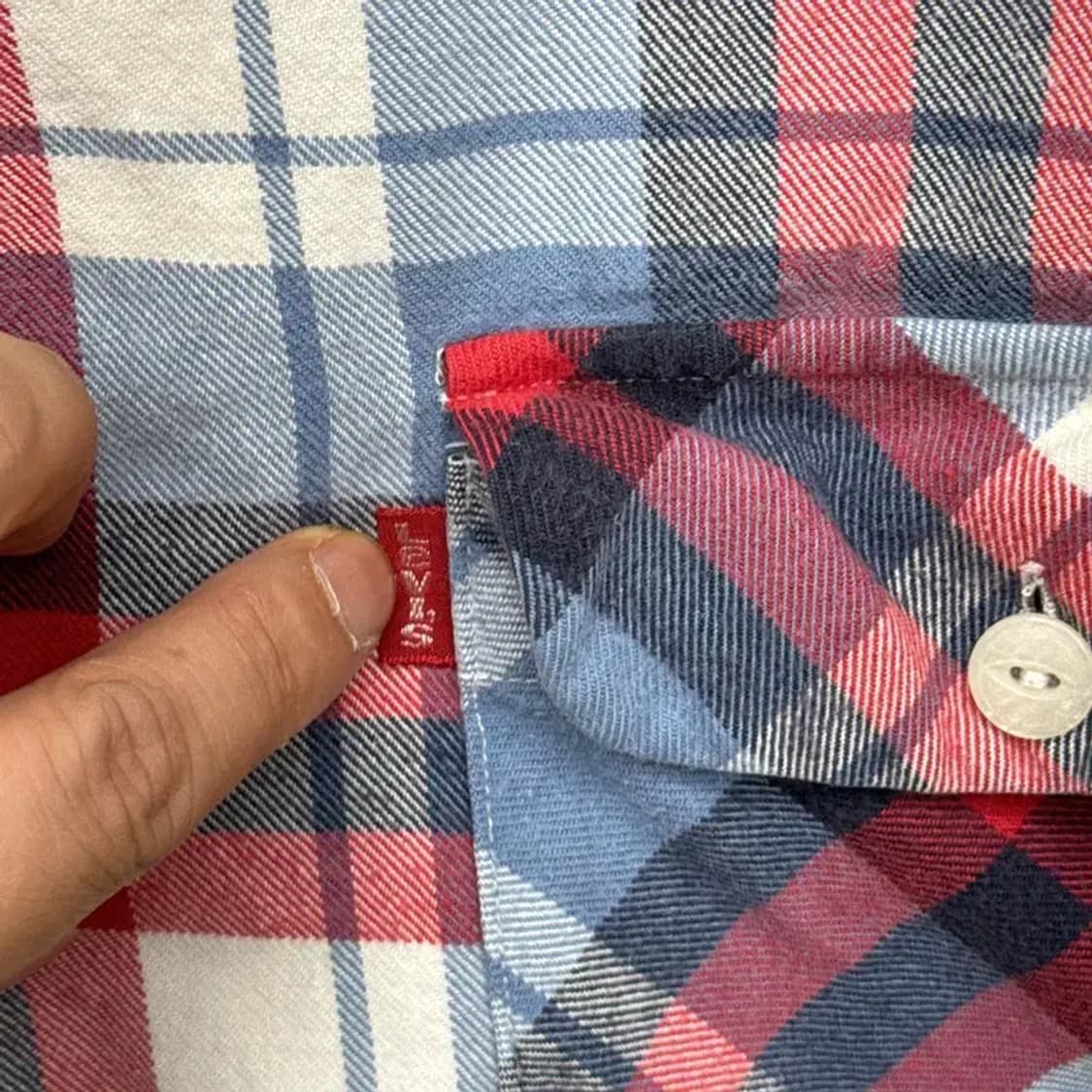 리바이스 투포켓 체크 반팔 셔츠 L 상품이미지3