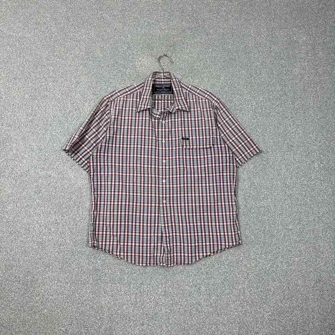 폴로 오버핏 빈티지 체크 반팔 셔츠 100 상품이미지1