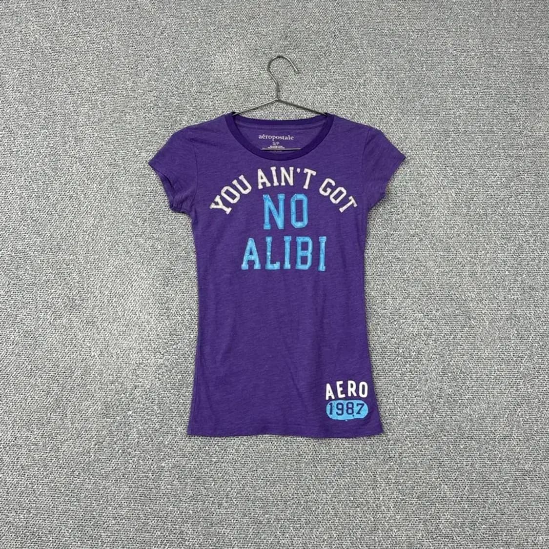에어로포스테일 Y2K 퍼플 숏 반팔티 S 상품이미지1